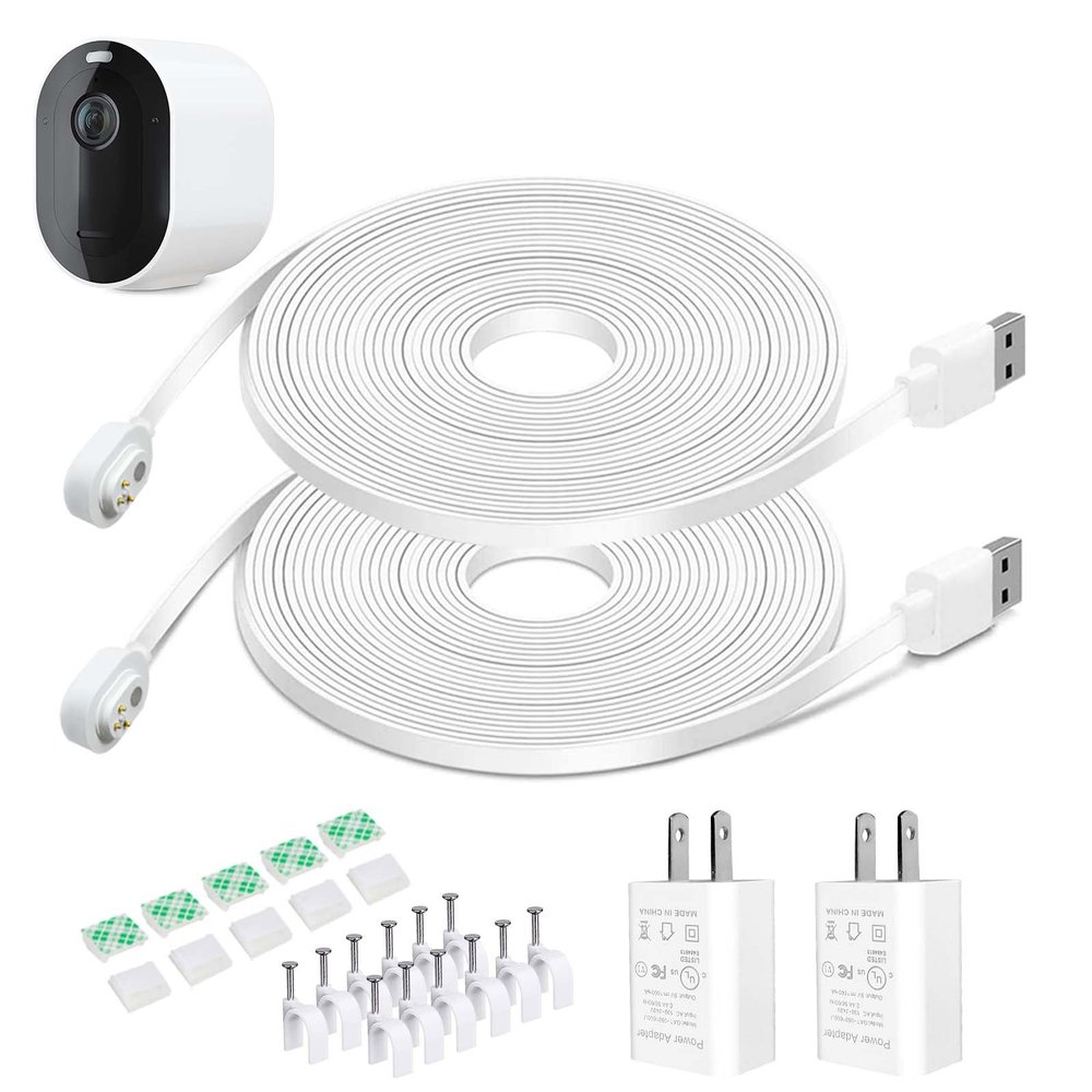 DIANMU 26FT Magnetic Charging Cable with Charger for Arlo Pro 4/Pro 5S/Pro 3/Ultra 2 Spotlight Camera, Outdoor Power Adapter and Extension Cord for Arlo (Not for Floodlight/Pro2/Essential), 2 Pack