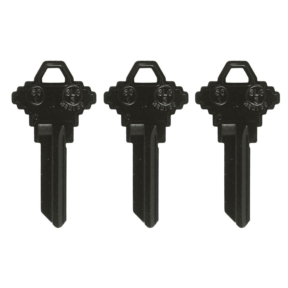 KeySmart AirKey, Aluminum SC1 Key Blanks, 75% Lighter, 2X Stronger Than Brass Bulk Keys, Durable and Scratch-Free, SC1 Set (3 Pack, Black)