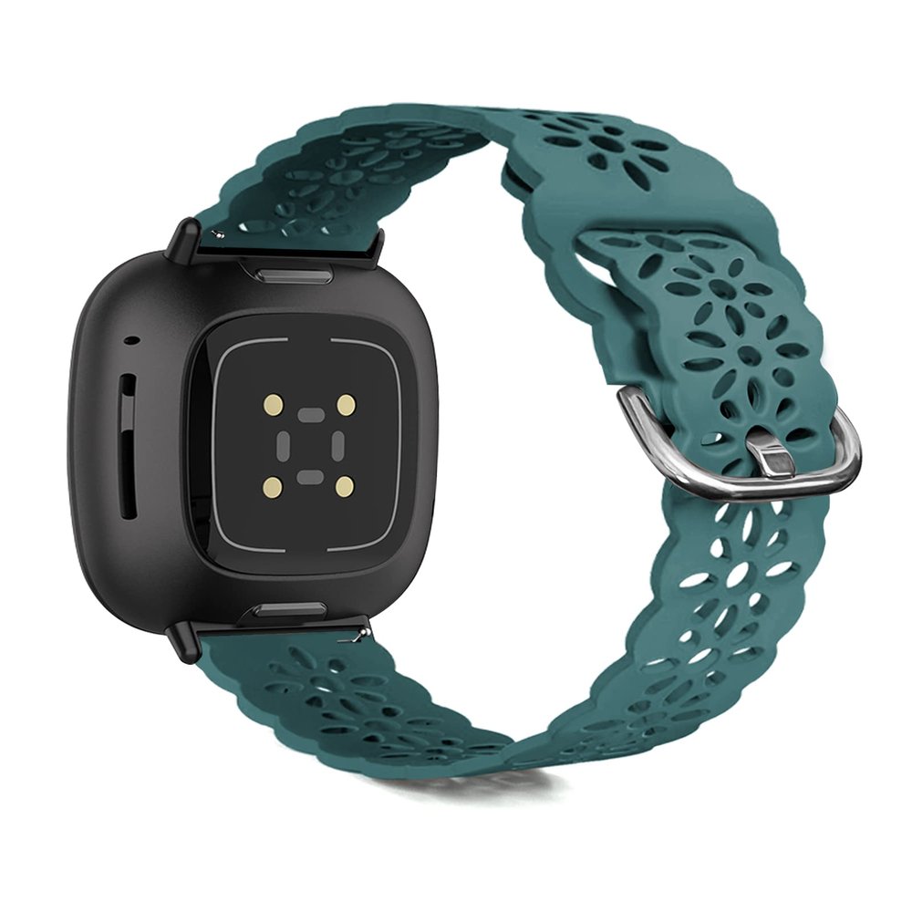 Ginkgonut Beautiful Silicone Slim Sport Band Compatible with Fitbit Sense/Versa 3 / Versa 4 / Sense 2 Bands Women, Soft Silicone Lace Replacement Smartwatch Wristband for Women
