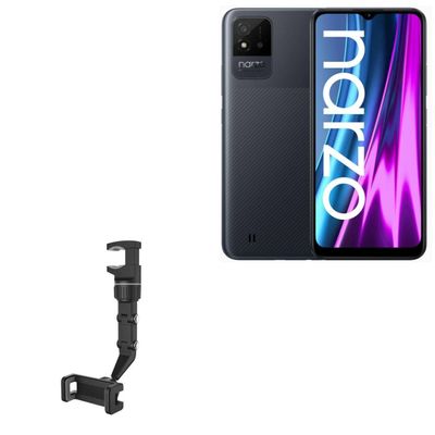 BoxWave Car Mount Compatible with Realme Narzo 50i - Rearview Mirror Car Mount, Rear View Mirror Adjustable GPS Car Mount - Jet Black