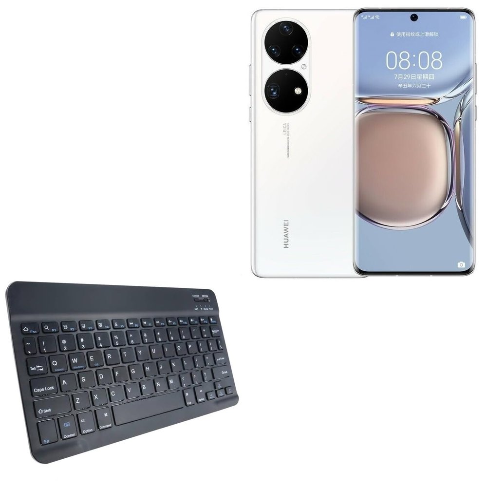 BoxWave Keyboard Compatible with Huawei P50 Pro (6.6) - SlimKeys Bluetooth Keyboard, Portable Thin with Chiclet-Style Keys - Jet Black
