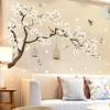 BWCXXZH Large White Flower Wall Stickers, 50"x74" Removable DIY Romantic Cherry Blossom Tree Wall Murals Peel and Stick 3D Wall Art Stickers Home Decor for Gilrs Bedroom Nursery Rooms Living Room view 1
