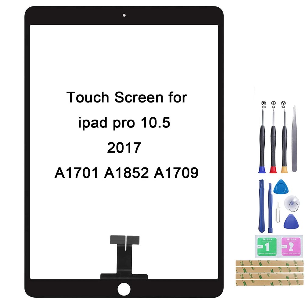 Jinyan Touch Screen for i-Pad pro 10.5 2017 A1701 A1852 A1709 Digitizer Touch Screen Outer Screen Glass Replacement (Black)