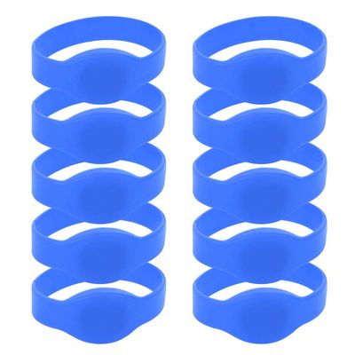 10pcs RFID Wristbands 125kHz, Silicone Waterproof IP68 Writable Bracelets for Hotels, Saunas, Pools & Access Control  Blue