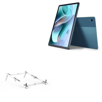 BoxWave Stand and Mount Compatible with Motorola Moto Tab G70 - Pocket Aluminum Stand 3-in-1, Portable Multi Angle Viewing Riser - Metallic Silver