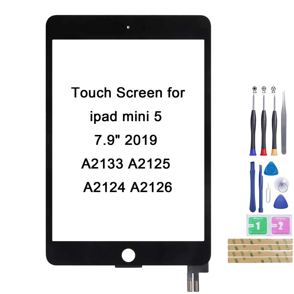 Jinyan Touch Screen for i-Pad Mini 5 7.9" 2019 A2133 A2125 A2124 A2126 Digitizer Touch Screen Outer Screen Glass Replacement (Black)