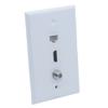 1Gang Colorful 1 Port HDMI 1 Port CAT6 RJ45 1 Port Coaxial F RG6 Female To Female Wall Plate (White) view 2