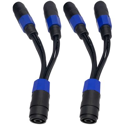 CNCESS CESS-204 Speakon Splitter Cable - One NL4MP Input to Two NL4MP Outputs, 8 x 12AWG Wires, Maximum Signal Transfer and Flexibility, 2 Pack