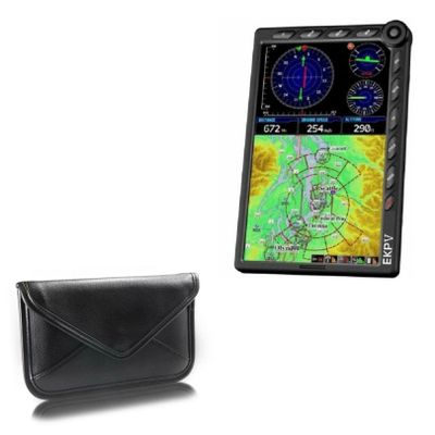 BoxWave Case Compatible with AVMap EKP V Handheld GPS - Elite Leather Messenger Pouch, Synthetic Leather Cover Case Envelope Design - Jet Black