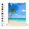 10x12FT Tropical Beach Backdrop Sea, Blue Sky and White Clouds Backdrops Summer Ocean Photography Backdrops Sunshine Luau Themed Party Decorations for Boys Girls Portrait Holiday Travel Banner view 2