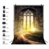 10x12FT Vintage Gothic Architecture Backdrop European Arch Door Backdrops Moonlight Arched Window Photography Backdrop Vintage Castle Ruin House Interior Dusk Sunset Backdrop view 2
