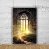 10x12FT Vintage Gothic Architecture Backdrop European Arch Door Backdrops Moonlight Arched Window Photography Backdrop Vintage Castle Ruin House Interior Dusk Sunset Backdrop view 3