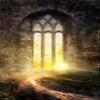 10x12FT Vintage Gothic Architecture Backdrop European Arch Door Backdrops Moonlight Arched Window Photography Backdrop Vintage Castle Ruin House Interior Dusk Sunset Backdrop view 4