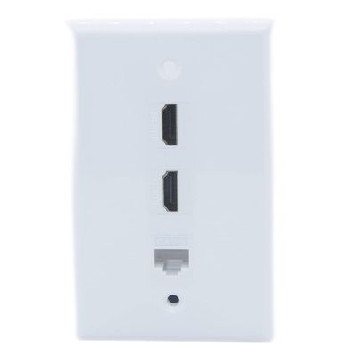 1Gang Colorful 2 Ports HDMI 1 Port CAT6 RJ45 Female To Female Wall Plate (White)