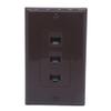 1Gang Colorful 3 Ports CAT6 RJ45 Female To Female Wall Plate (Brown) view 1