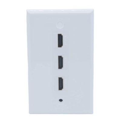 1Gang Colorful 3 Ports HDMI Female To Female Wall Plate (White)