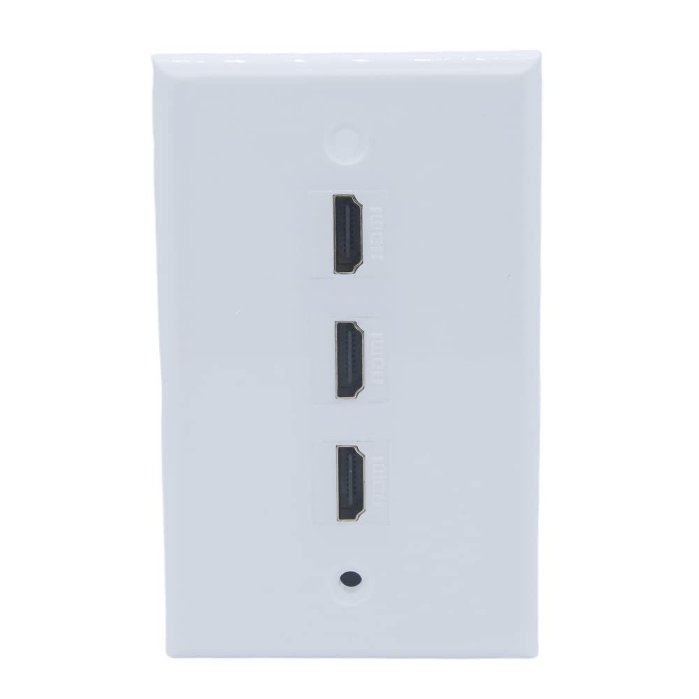 1Gang Colorful 3 Ports HDMI Female To Female Wall Plate (White)