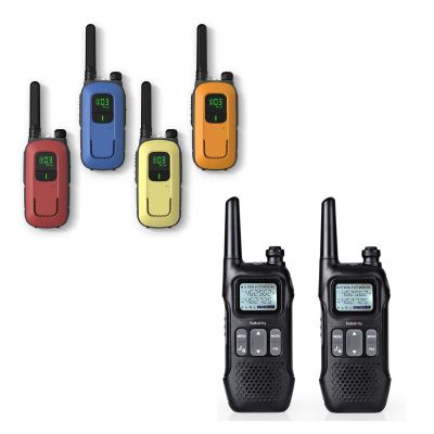 [Radioddity] Radioddity FS-T1 & FS-T3 FRS Two-Way Radios, 4 Pack Long Range License-Free Walkie Talkies, NOAA Weather Alert, VOX, USB Rechargeable, 3 Mile Range, Red, Blue, Yellow, Black