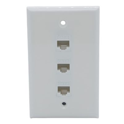 1Gang Colorful 3 Ports CAT6 RJ45 Female To Female Wall Plate (Almond)