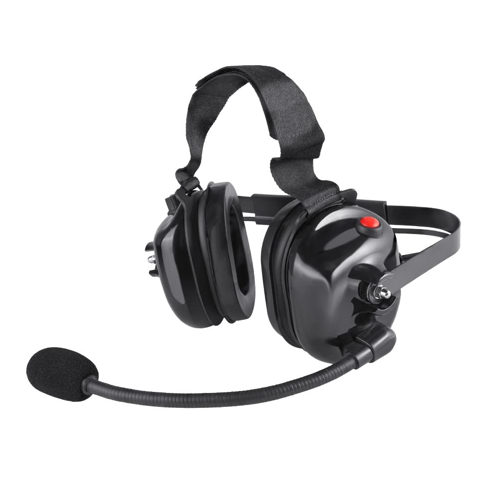 BANDARICOMM Two Way Radio Headset with Noise Cancelling Microphone, Volume Control Knob, Push to Talk, 3.5mm Input Jack Behind The Head Style Racing Headset