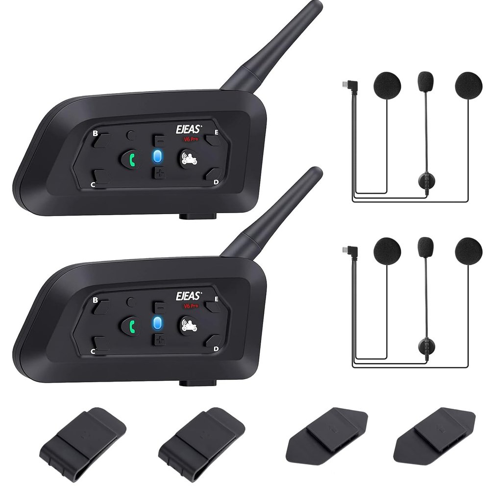 MIMIRACLE V6 Pro Motorcycle Helmet Bluetooth Headset, Up to 6 Riders 2-Way 1200M IP65 Waterproof Wireless Motorbike Communication System for Dirt Bike/ATV/Off Road
