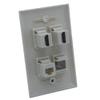 1Gang Colorful 2 Ports HDMI 1 Port CAT6 RJ45 1 Port Coaxial F RG6 Female To Female Wall Plate (Almond) view 3