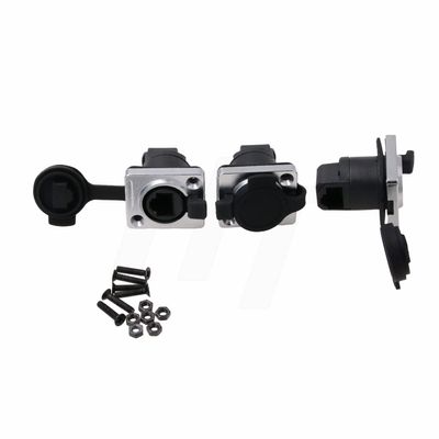 HangTon 3pcs Waterproof RJ45 Connector Ethernet Cat5e Socket Chassis Panel Mount Right Angle Female Receptacle Feedthrough Extension