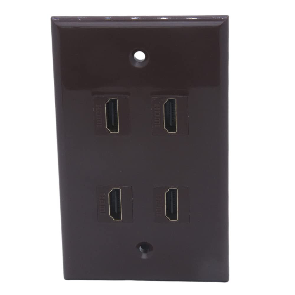 1Gang Colorful 4 Ports HDMI Female To Female Wall Plate (Brown)