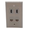 1Gang Colorful 2 Ports HDMI 2 Ports CAT6 RJ45 Female To Female Wall Plate (Ivory) view 1
