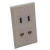 1Gang Colorful 2 Ports HDMI 2 Ports CAT6 RJ45 Female To Female Wall Plate (Ivory) view 2