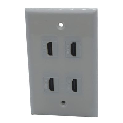 1Gang Colorful 4 Ports HDMI Female To Female Wall Plate (Almond)