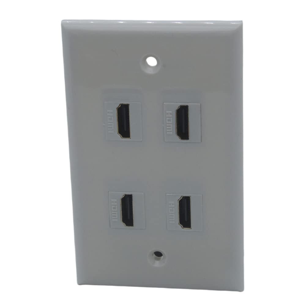 1Gang Colorful 4 Ports HDMI Female To Female Wall Plate (Almond)