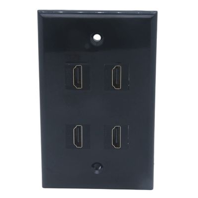 1Gang Colorful 4 Ports HDMI Female To Female Wall Plate (Black)