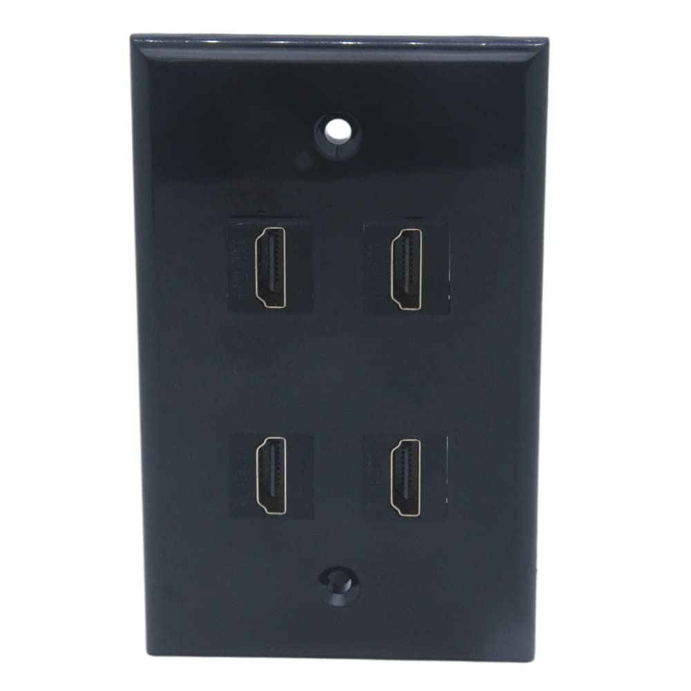 1Gang Colorful 4 Ports HDMI Female To Female Wall Plate (Black)