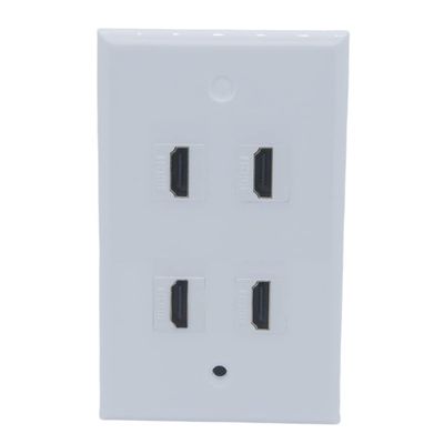1Gang Colorful 4 Ports HDMI Female To Female Wall Plate (White)