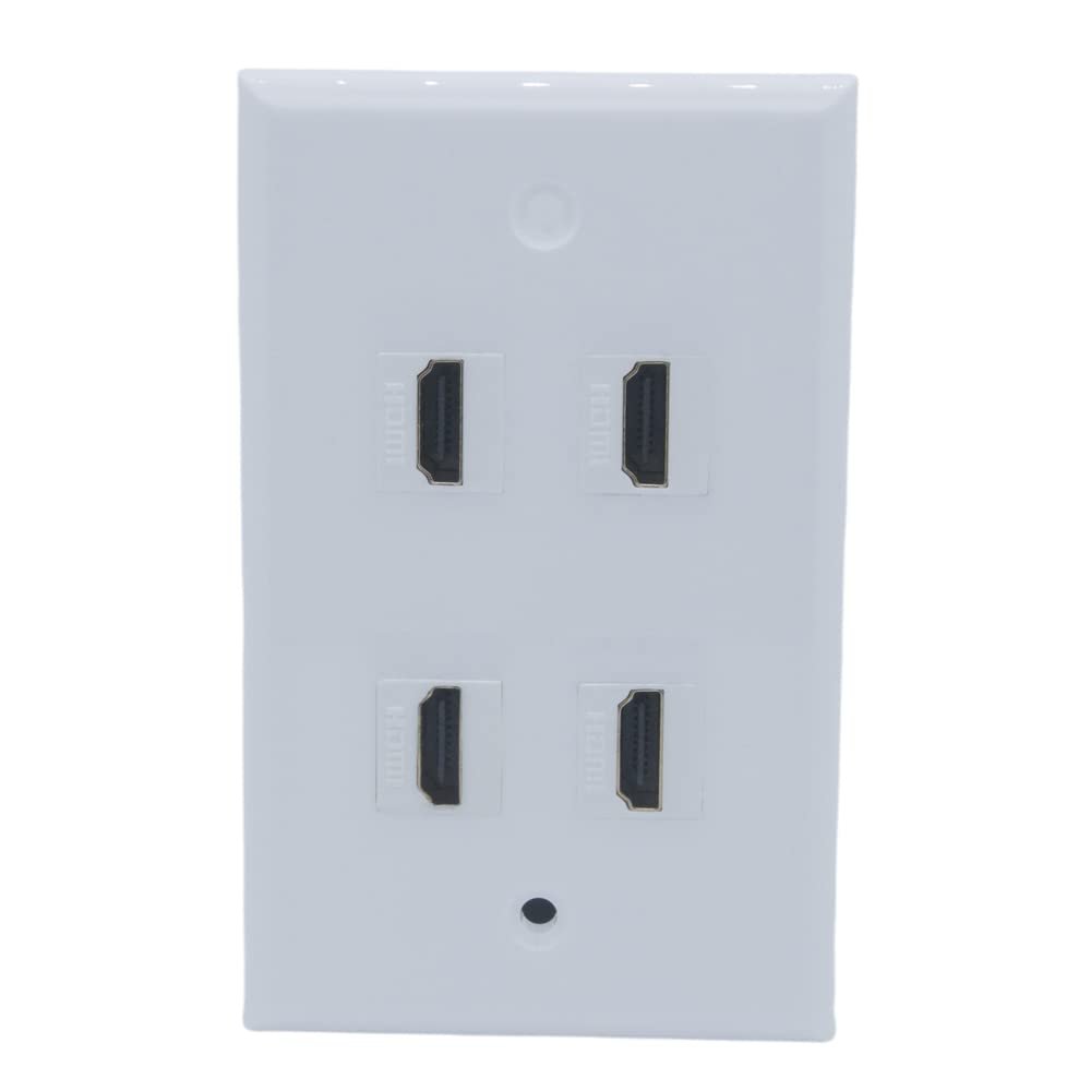 1Gang Colorful 4 Ports HDMI Female To Female Wall Plate (White)