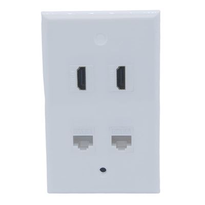 1Gang Colorful 2 Ports HDMI 2 Ports CAT6 RJ45 Female To Female Wall Plate (White)