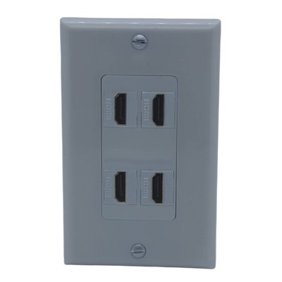 1Gang Colorful 4 Ports HDMI Female To Female Wall Plate (Gray)