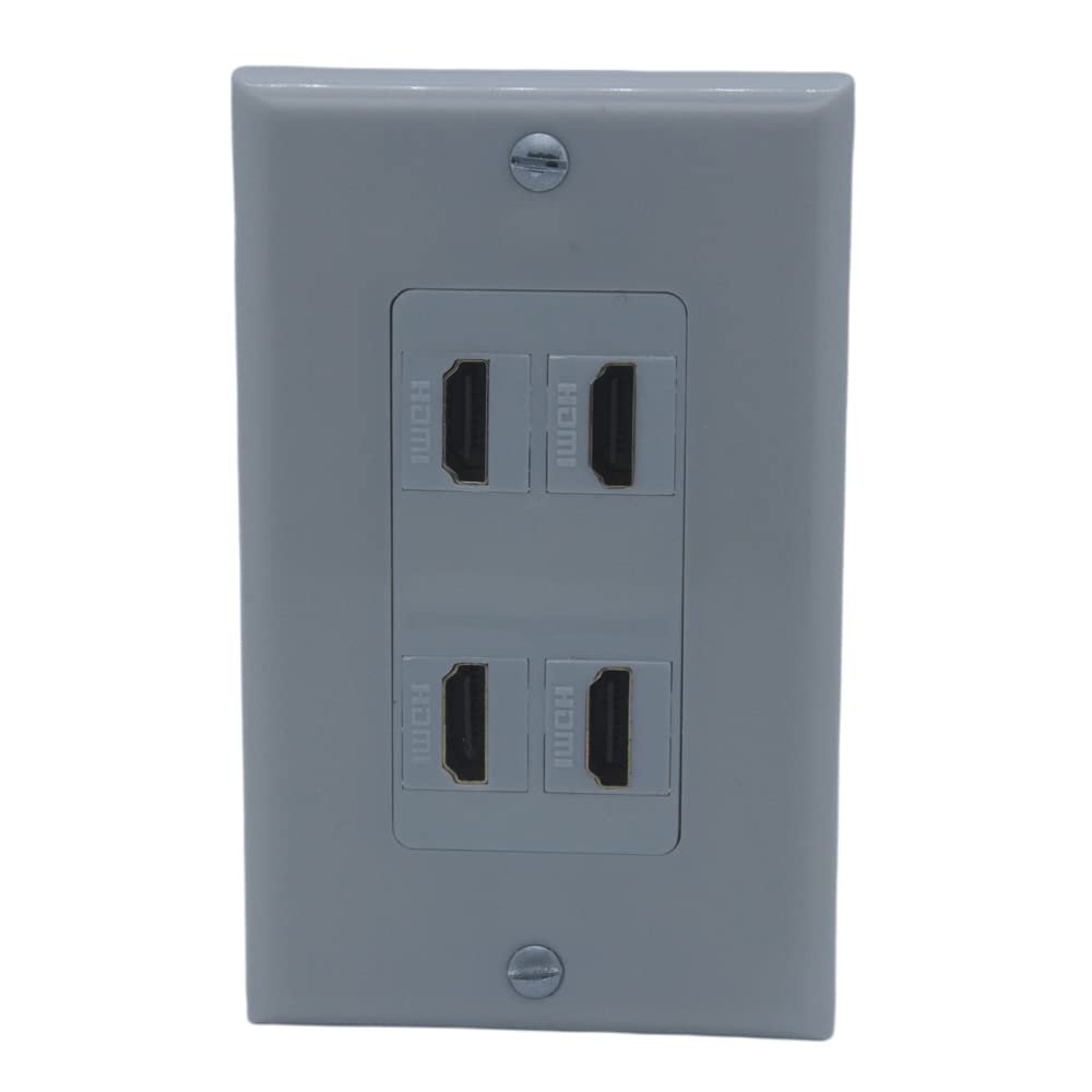 1Gang Colorful 4 Ports HDMI Female To Female Wall Plate (Gray)