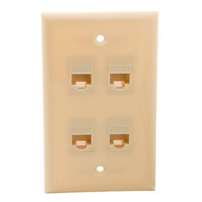 1Gang Colorful 4 Ports CAT6 RJ45 Female To Female Wall Plate (Ivory)