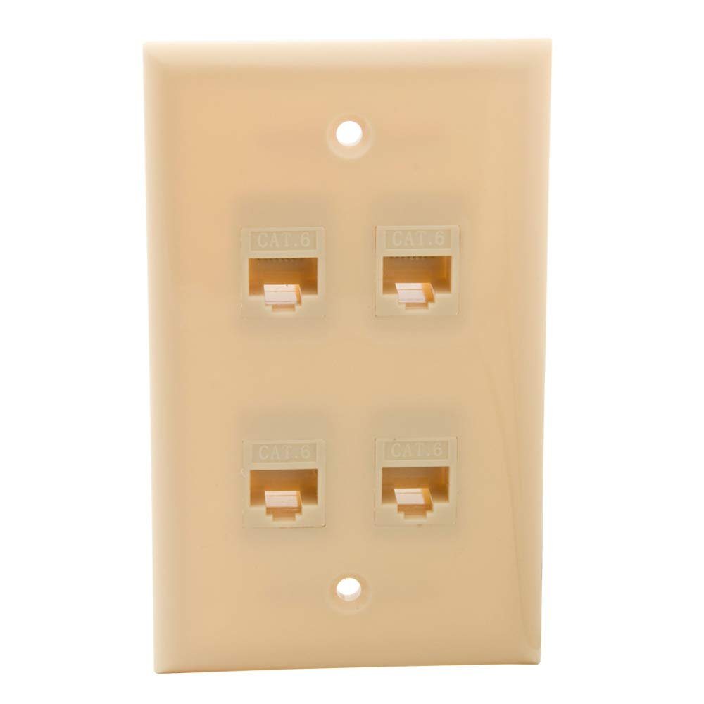 1Gang Colorful 4 Ports CAT6 RJ45 Female To Female Wall Plate (Ivory)