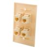 1Gang Colorful 4 Ports CAT6 RJ45 Female To Female Wall Plate (Ivory) view 3