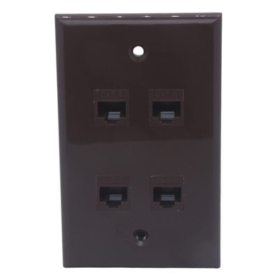 1Gang Colorful 4 Ports CAT6 RJ45 Female To Female Wall Plate (Brown)