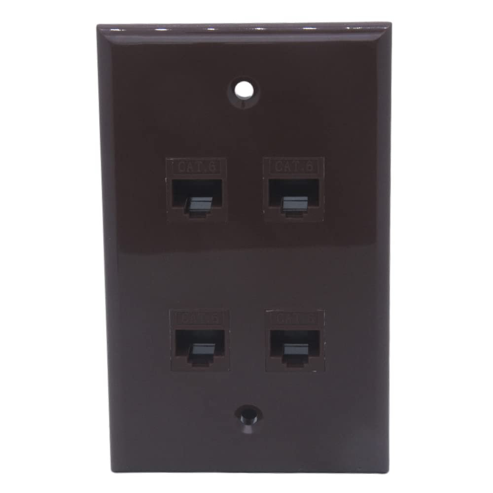 1Gang Colorful 4 Ports CAT6 RJ45 Female To Female Wall Plate (Brown)