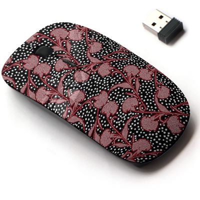 2.4G Wireless Mouse with Cute Pattern Design for All Laptops and Desktops with Nano Receiver - Beautiful Silhouette Carnation Flowers