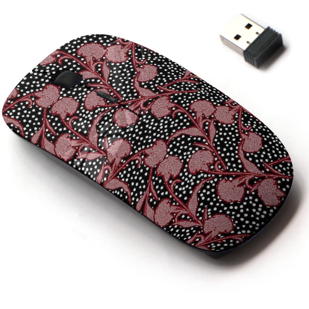 2.4G Wireless Mouse with Cute Pattern Design for All Laptops and Desktops with Nano Receiver - Beautiful Silhouette Carnation Flowers