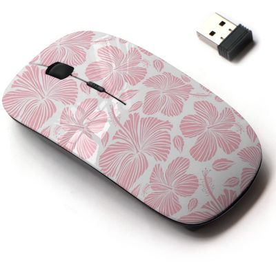 2.4G Wireless Mouse with Cute Pattern Design for All Laptops and Desktops with Nano Receiver - Aloha Hawaiian Hibiscus