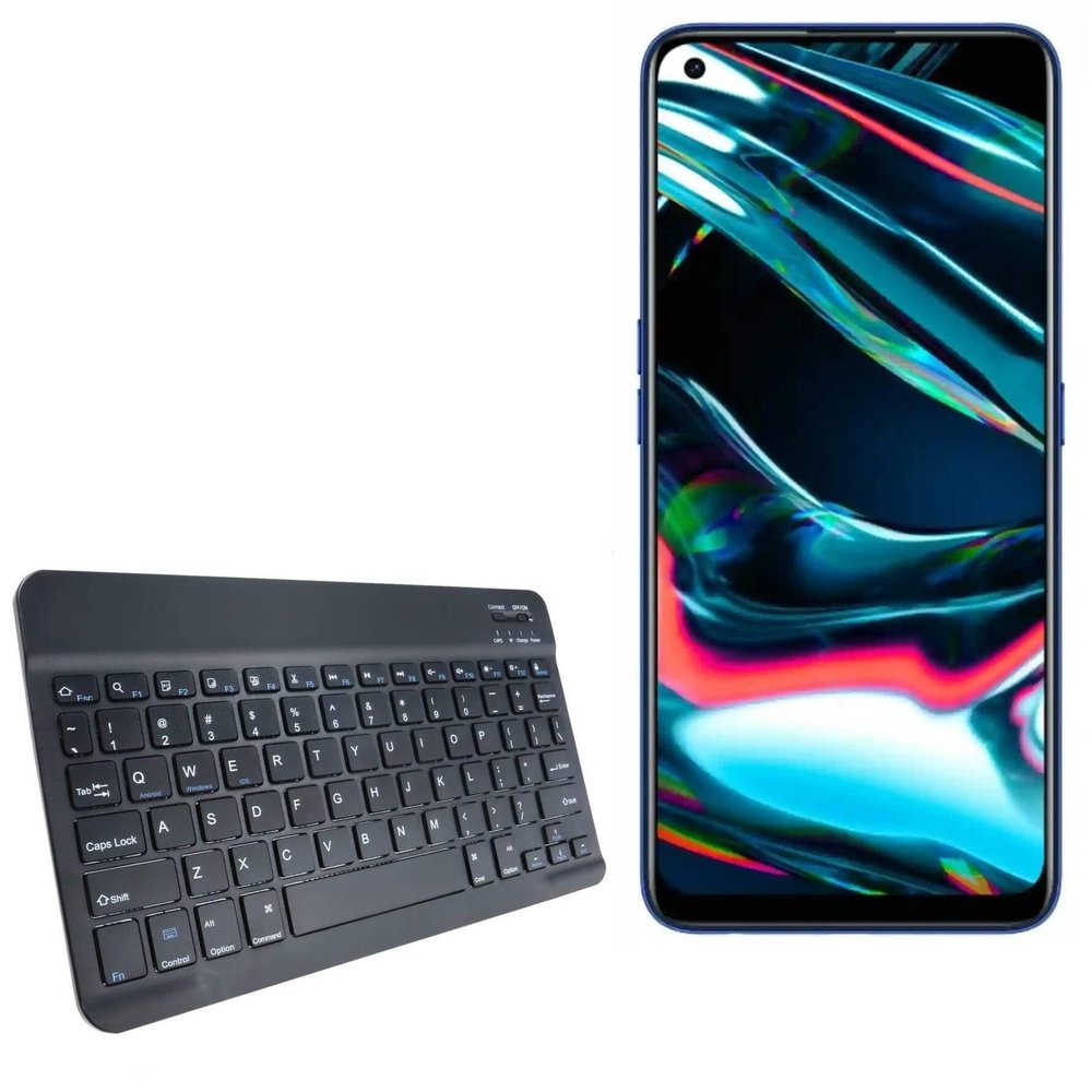 BoxWave Keyboard Compatible with Realme Q3t - SlimKeys Bluetooth Keyboard, Portable Thin with Chiclet-Style Keys - Jet Black
