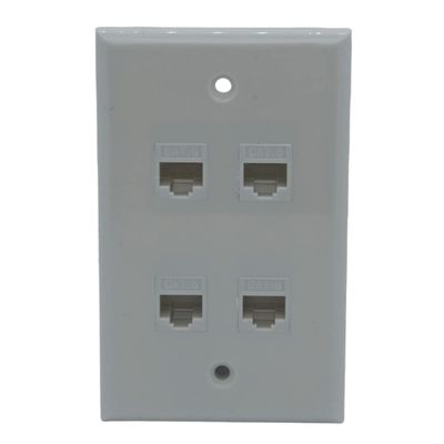 1Gang Colorful 4 Ports CAT6 RJ45 Female To Female Wall Plate (Almond)