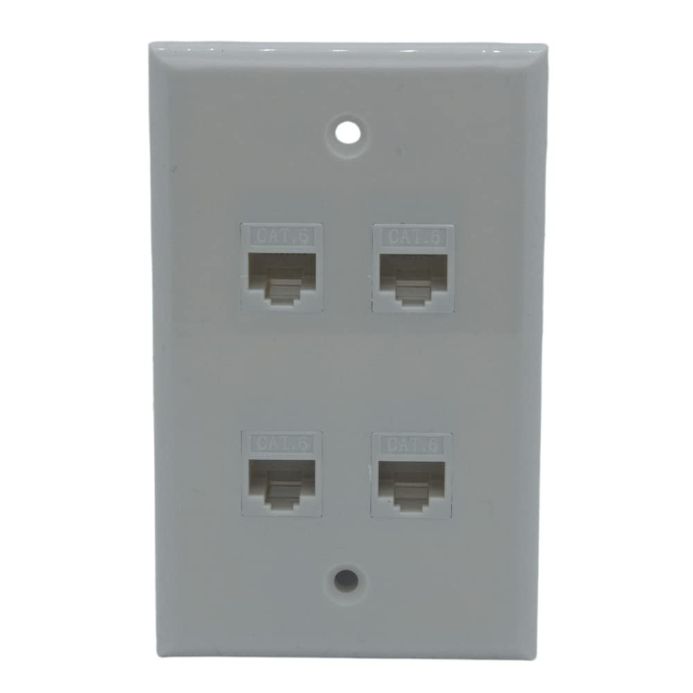 1Gang Colorful 4 Ports CAT6 RJ45 Female To Female Wall Plate (Almond)